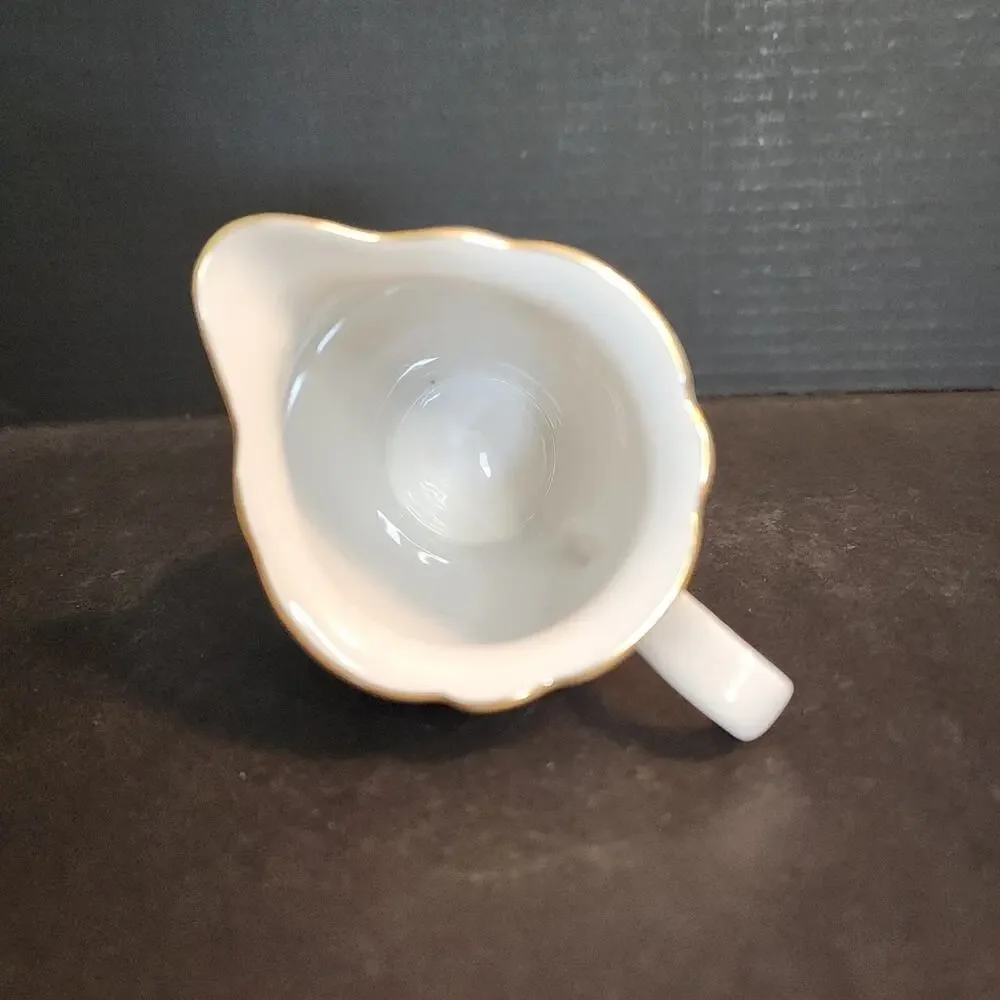 Vtg KAHLA Germany~Bird Of Paradise~ Creamer, Scalloped Edge, Gold Trim 4oz